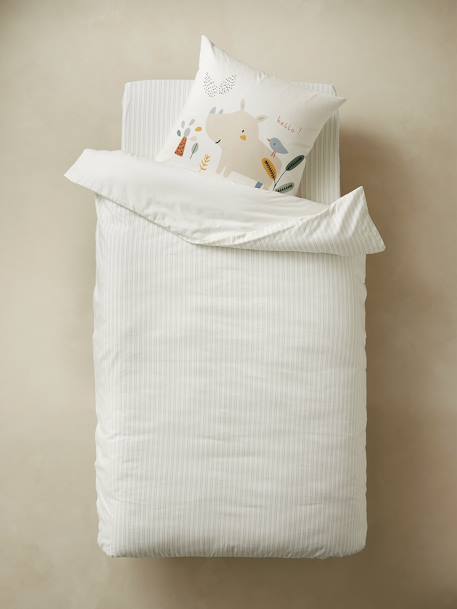 Parure housse de couette et taie d'oreiller JUNGLE PARADISE ivoire imprimé - vertbaudet enfant 