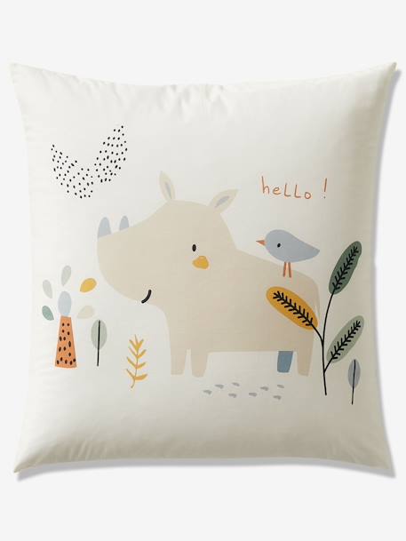 Parure housse de couette et taie d'oreiller JUNGLE PARADISE ivoire imprimé - vertbaudet enfant 