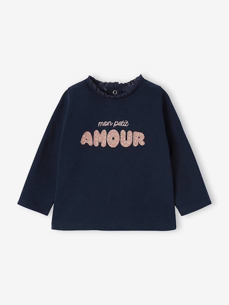Bébé-T-shirt bébé manches longues avec motif c½ur léopard