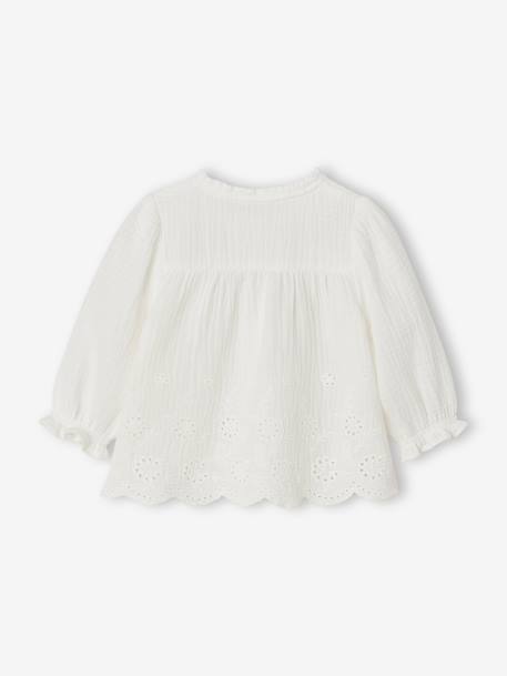 Geborduurde babyblouse ecru+okergeel - vertbaudet enfant 