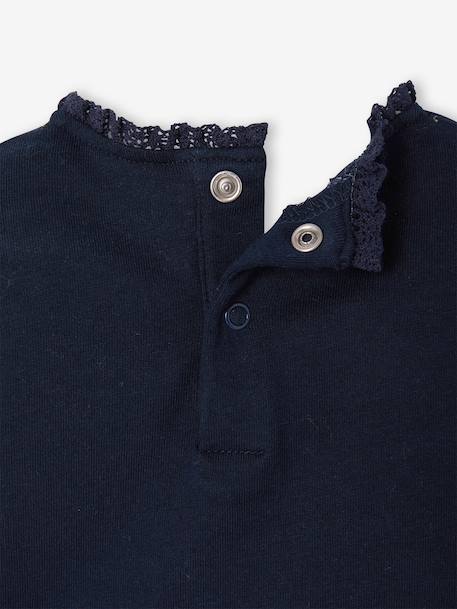 T-shirt bébé manches longues avec motif c½ur léopard écru+marine - vertbaudet enfant 