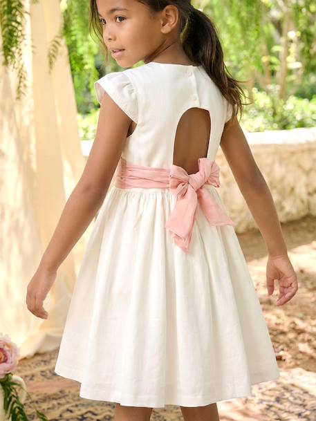 Robe fête patineuse nœud blanc+vert sauge - vertbaudet enfant 