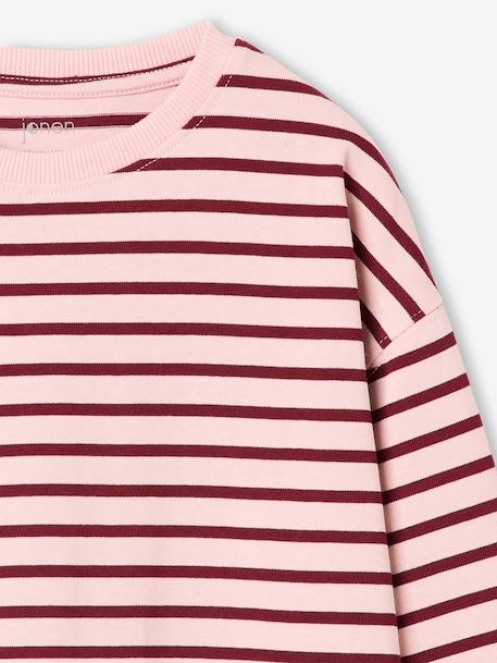 T-shirt manches longues fille bois de rose+écru - vertbaudet enfant 