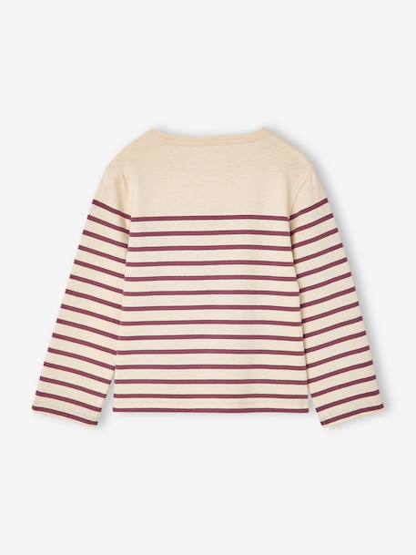 T-shirt met lange mouwen voor meisjes blauw, gestreept+pruim - vertbaudet enfant 