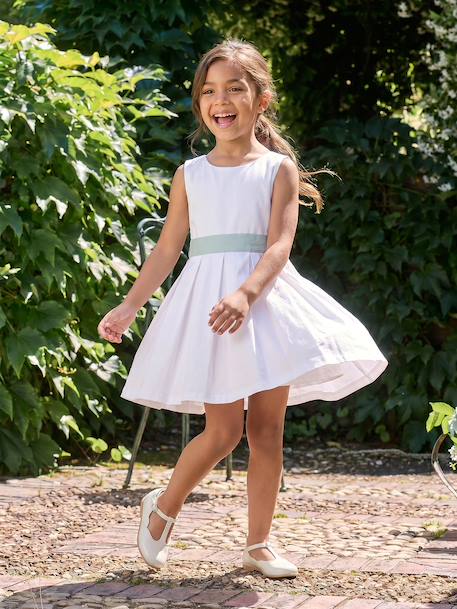 Robe de cérémonie motifs fleurs fille blanc+blanc imprimé+bleu clair+rose imprimé+rose pâle - vertbaudet enfant 