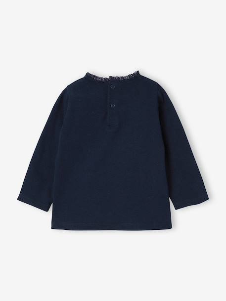 T-shirt bébé manches longues avec motif c½ur léopard écru+marine - vertbaudet enfant 