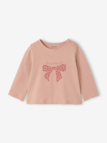 Lot de 3 T-shirts Basics bébé manches longues rose poudré+vieux rose - vertbaudet enfant 