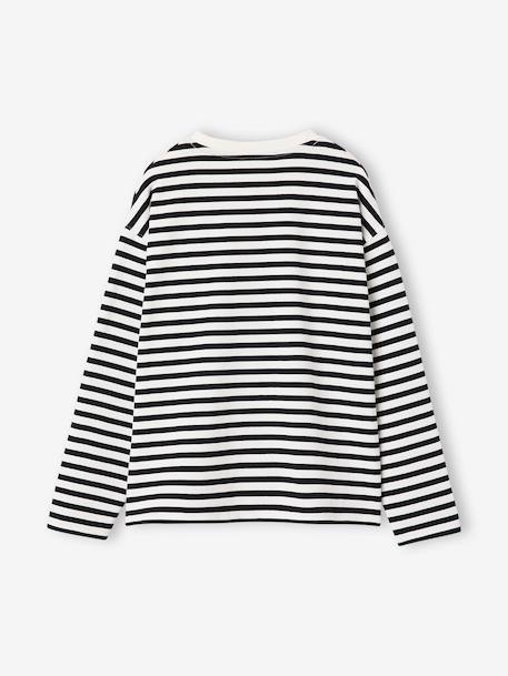 T-shirt manches longues fille bois de rose+écru - vertbaudet enfant 
