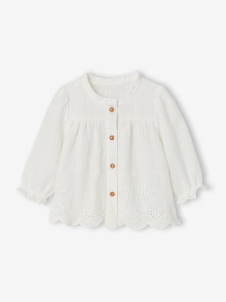 Geborduurde babyblouse ecru+okergeel - vertbaudet enfant 