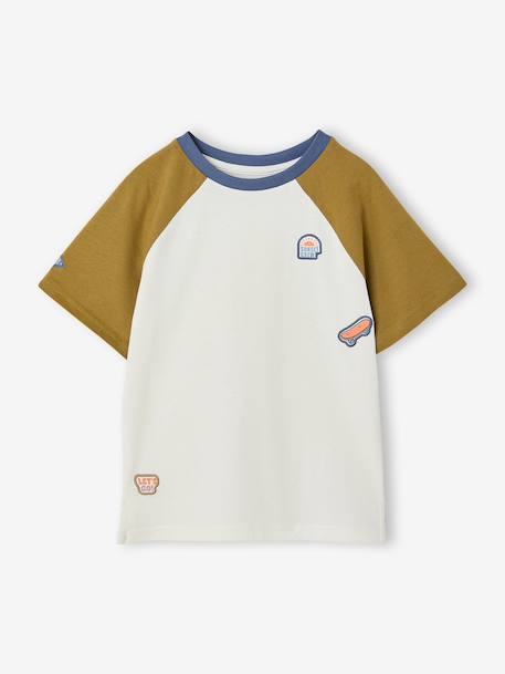 Jongens T-shirt met raglanmouwen kaki - vertbaudet enfant 