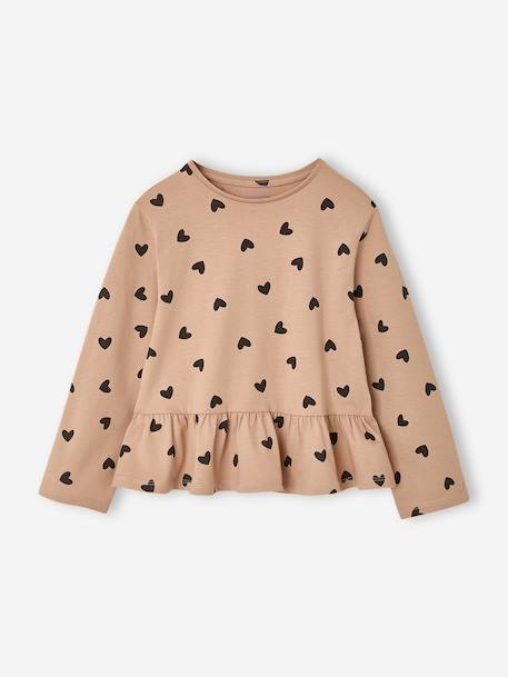Blouse manches longues fille bois de rose+taupe - vertbaudet enfant 