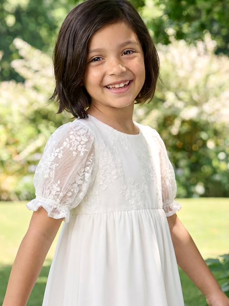 Robe fille boheme manches dentelles blanc - vertbaudet enfant 