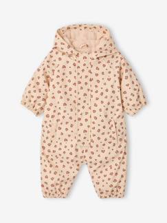 -Bedrukte regenjas met capuchon voor baby's, gevoerd met fleece