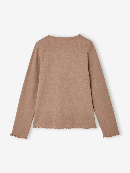 T-shirt manches longues fille écru+mauve+taupe - vertbaudet enfant 