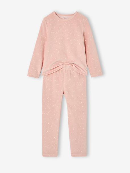 Set van 2 lange velours pyjama's roze (poederkleur) - vertbaudet enfant 