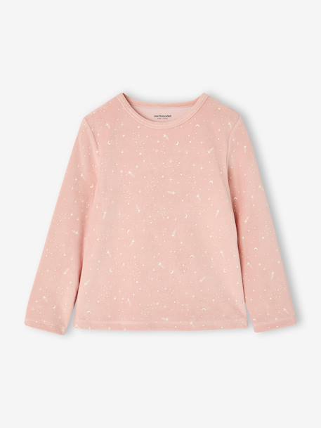 Set van 2 lange velours pyjama's roze (poederkleur) - vertbaudet enfant 