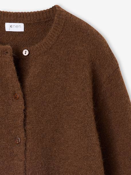 Vest voor meisjes met lange mouwen chocoladebruin+oudroze - vertbaudet enfant 