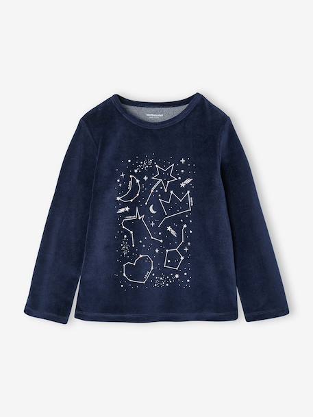 Set van 2 lange velours pyjama's roze (poederkleur) - vertbaudet enfant 