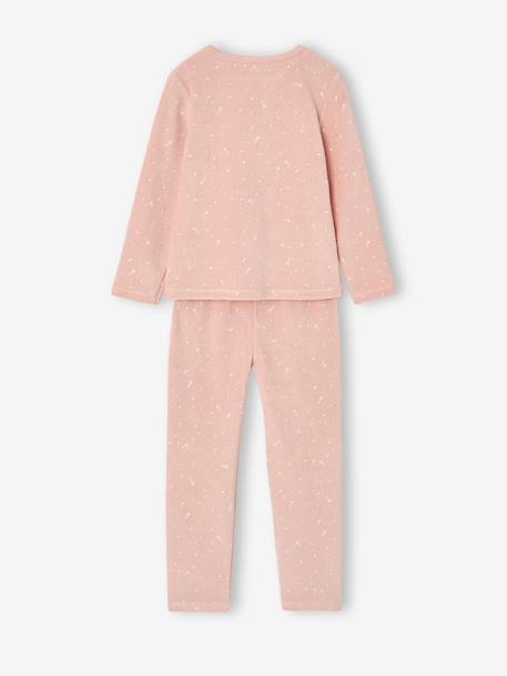 Set van 2 lange velours pyjama's roze (poederkleur) - vertbaudet enfant 