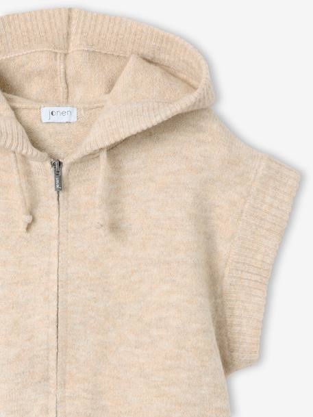 Gilet sans manches fille à capuche zippé beige - vertbaudet enfant 