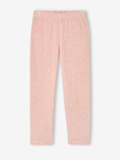 Set van 2 lange velours pyjama's roze (poederkleur) - vertbaudet enfant 
