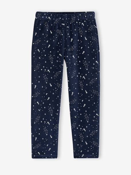 Set van 2 lange velours pyjama's roze (poederkleur) - vertbaudet enfant 