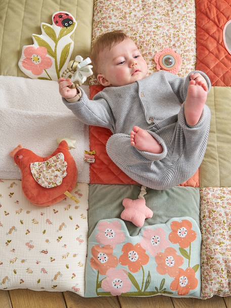 Zacht speelkleed CROQUE LA VIE beige+ecru+rood+sinaasappel - vertbaudet enfant 