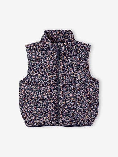 Fille-Manteau, veste-Doudoune fille sans manches motifs fleurs