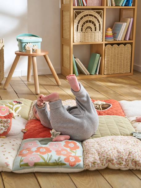 Zacht speelkleed CROQUE LA VIE beige+ecru+rood+sinaasappel - vertbaudet enfant 