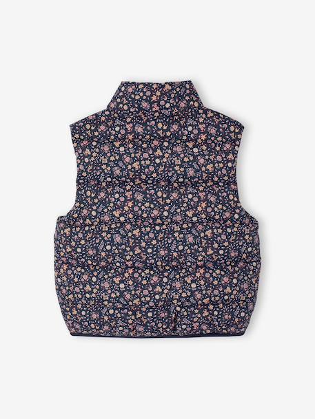 Doudoune fille sans manches motifs fleurs marine+rose imprimé - vertbaudet enfant 