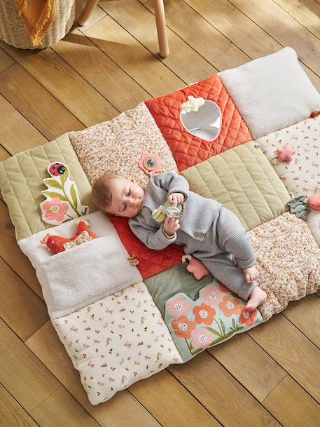 Zacht speelkleed CROQUE LA VIE beige+ecru+rood+sinaasappel - vertbaudet enfant 