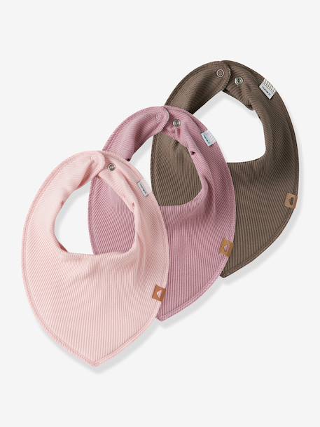 Lot de 3 bavoirs pour bébé fille NBFYVETTE NAME IT, forme triangulaire rose poudré - vertbaudet enfant 