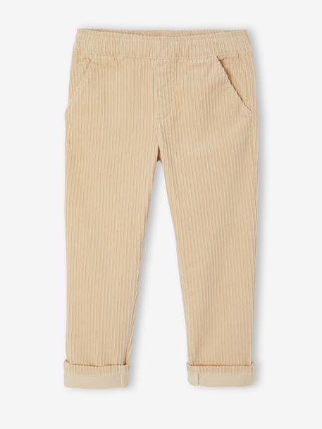 Pantalon en velours côtelé garçon facile à enfiler beige+bleu ardoise+marine - vertbaudet enfant 