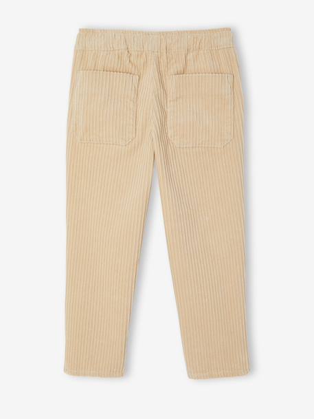 Pantalon en velours côtelé garçon facile à enfiler beige+bleu ardoise+marine - vertbaudet enfant 