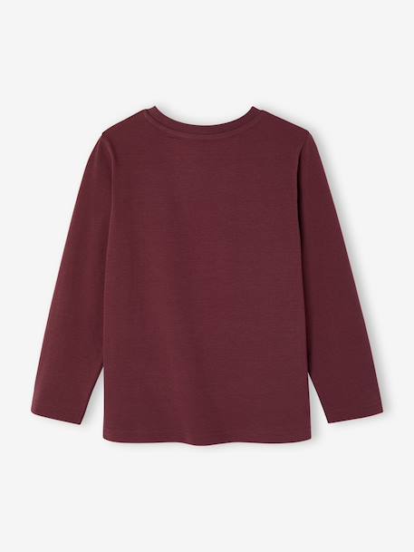 T-shirt manches longues garçon blanc chiné+bordeaux+gris ardoise - vertbaudet enfant 