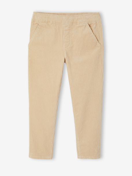 Ribfluwelen jongensjoggingbroek, eenvoudig aan te trekken beige+leiblauw+marineblauw - vertbaudet enfant 