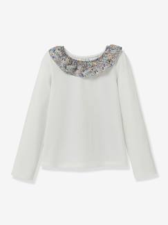 -T-shirt met kraag in Liberty stof van biologisch katoen CYRILLUS