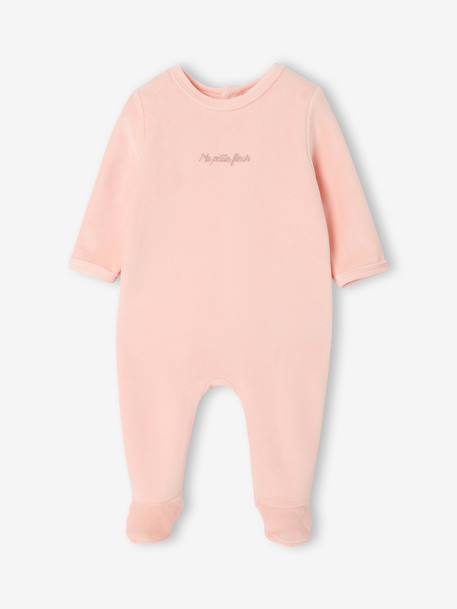 Set van 3 velours babypyjama's gemêleerd beige+gemêleerd grijs+saliegroen - vertbaudet enfant 