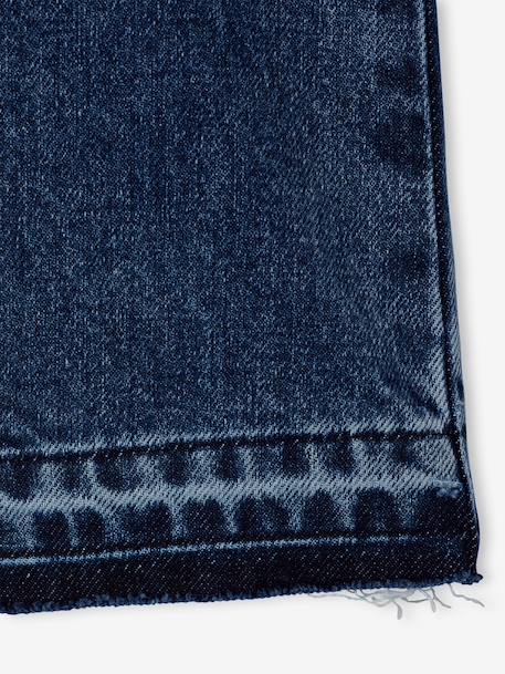 Jean fille large bas effiloché bleu foncé+denim bleached+gris+stone - vertbaudet enfant 