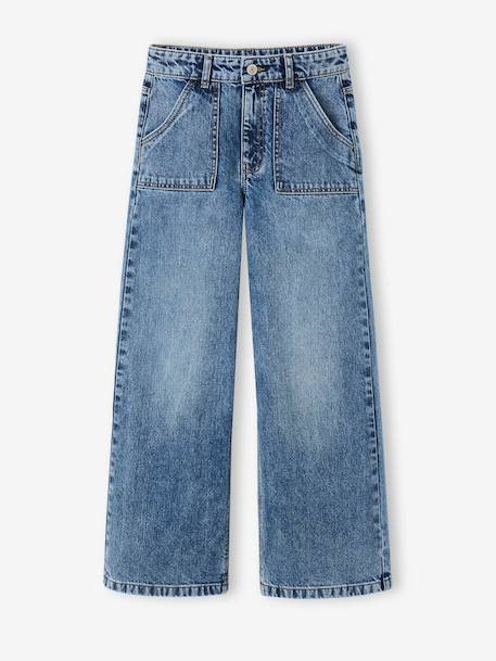 Jean large poches charpentier fille bleu foncé+bleu moyen+denim gris - vertbaudet enfant 