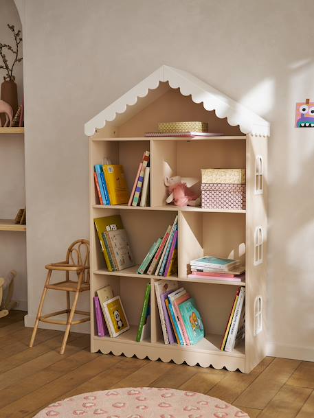 Kinderbibliotheek feston hout huis rozen - vertbaudet enfant 