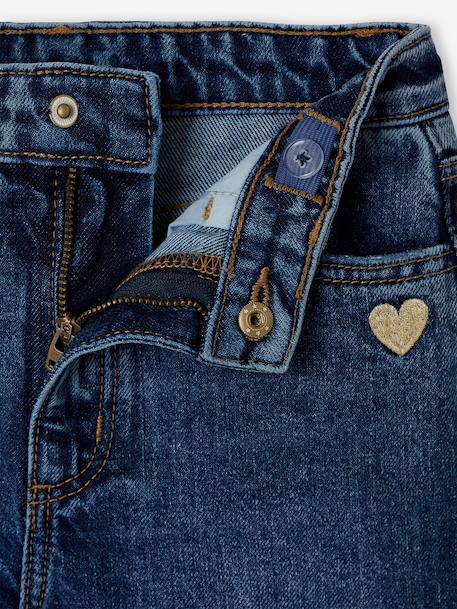 Jean fille large bas effiloché bleu foncé+denim bleached+gris+stone - vertbaudet enfant 