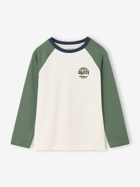 T-shirt manches longues garçon bordeaux+ocre+vert sauge - vertbaudet enfant 