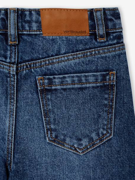 Jean fille large bas effiloché bleu foncé+denim bleached+gris+stone - vertbaudet enfant 