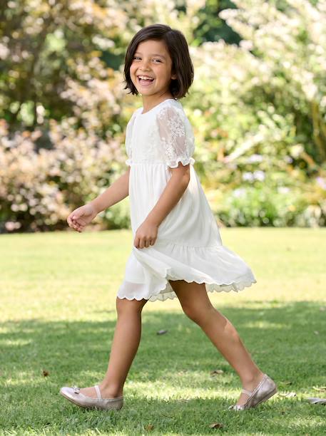 Robe fille boheme manches dentelles blanc - vertbaudet enfant 