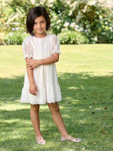 Robe fille boheme manches dentelles blanc - vertbaudet enfant 