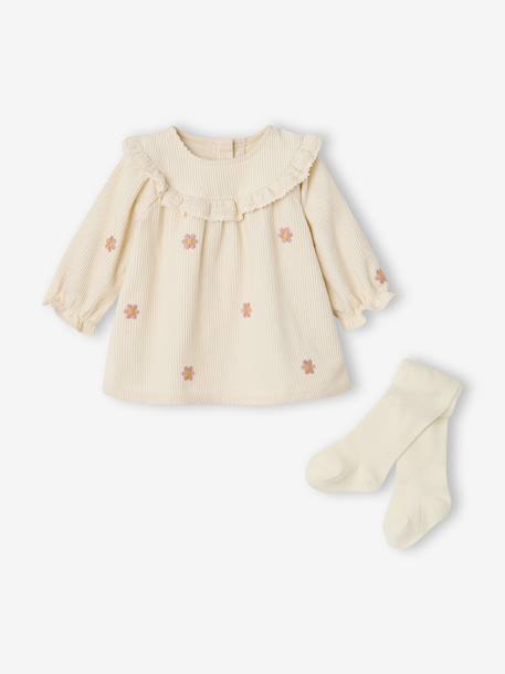 Ensemble robe et collants naissance vanille - vertbaudet enfant 