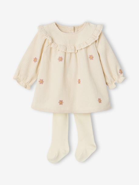 Ensemble robe et collants naissance vanille - vertbaudet enfant 