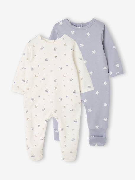 Lot de 2 dors-bien bébé ouverture dos bleu ciel - vertbaudet enfant 