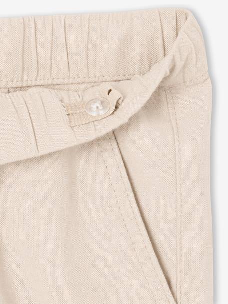 Pantalon garçon coton/lin léger beige chiné+bleu nuit+vert sauge - vertbaudet enfant 